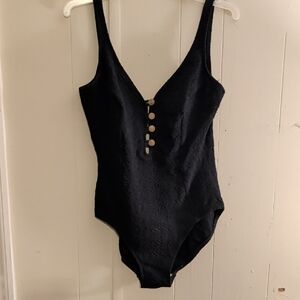 Mainstream Elegant Black One Piece Swimsuit, Size Large